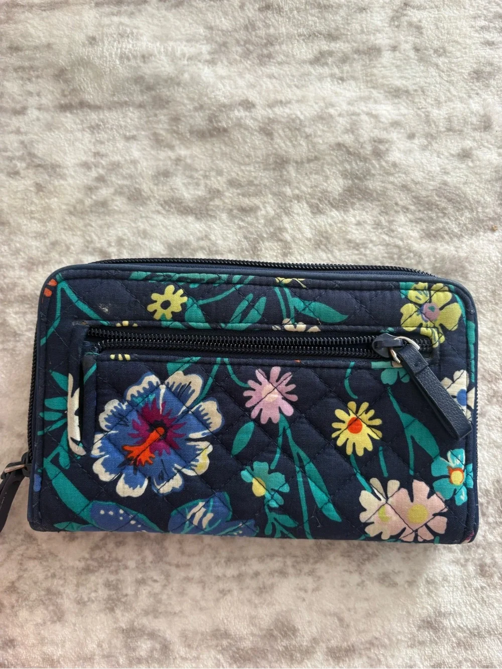 Vera Bradley Navy Multicolor Floral Quilted Wallet